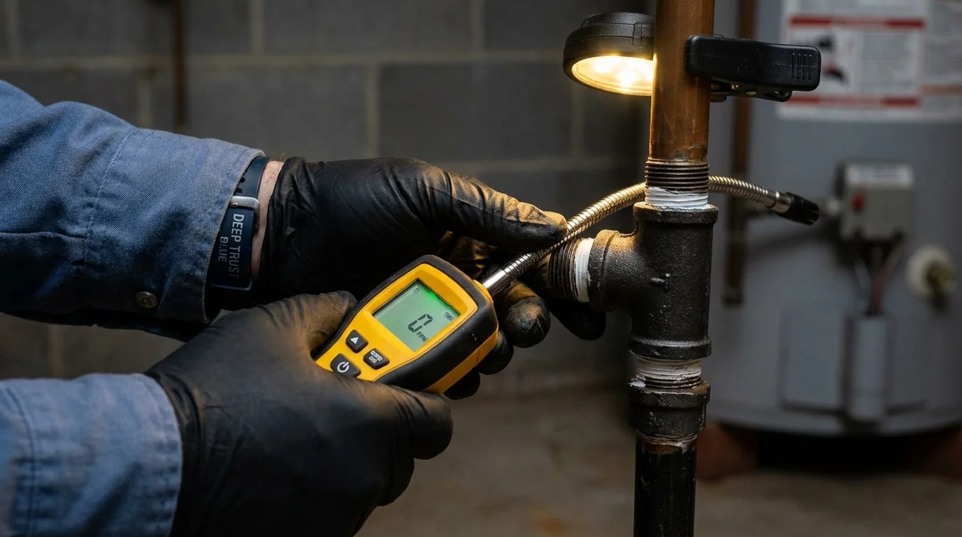 Gas leak detection with electronic sniffer by Johns Plumbing LLC in Parkesburg