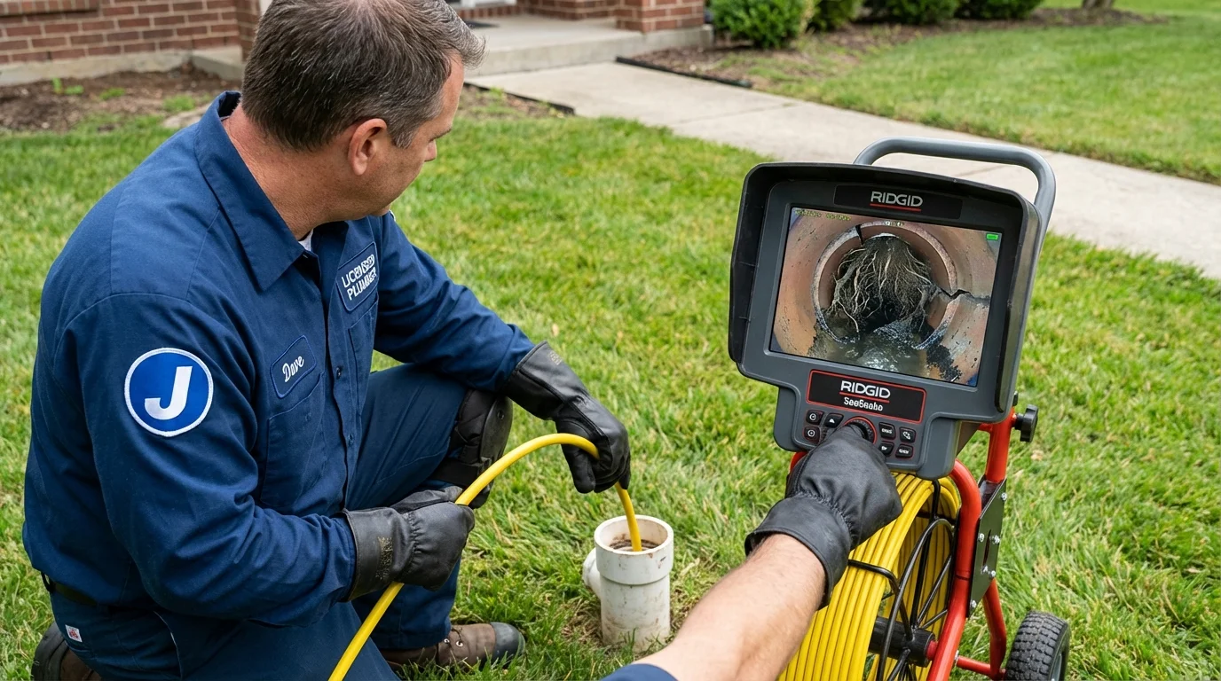 Sewer camera inspection being performed by Johns Plumbing LLC in Parkesburg