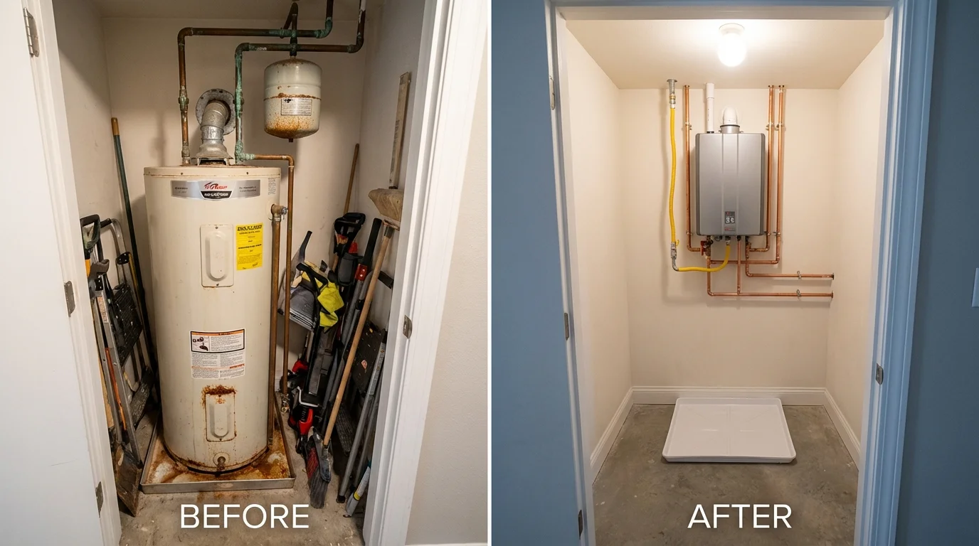 Tank water heater versus wall-mounted tankless unit comparison for Parkesburg, PA homeowners