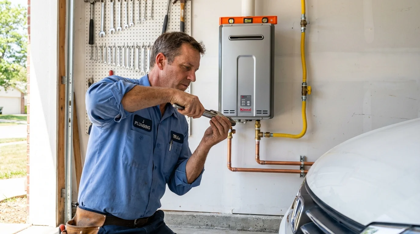 Tankless water heater installation by a Johns Plumbing LLC plumber in Parkesburg